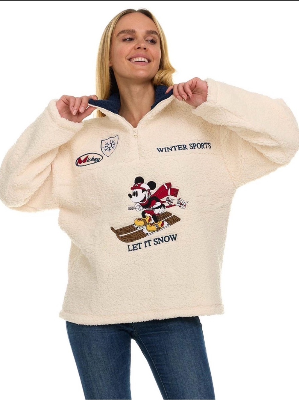 NWT Disney Cream Winter Sports Sweater